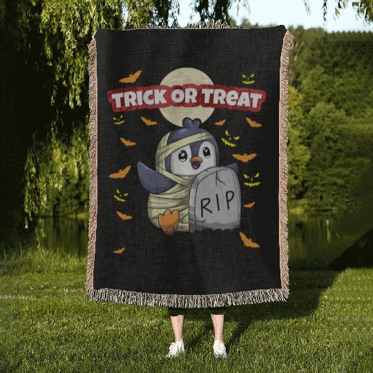 Trick Or Treat Scary Creepy Halloween Monster Woven Blankets