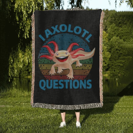 I Axolotl Questions Cute Retro Vintage Axolotl Woven Blankets