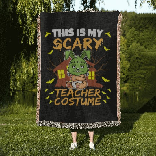 This Is My Scary Teacher Costume School Halloween Woven Blankets