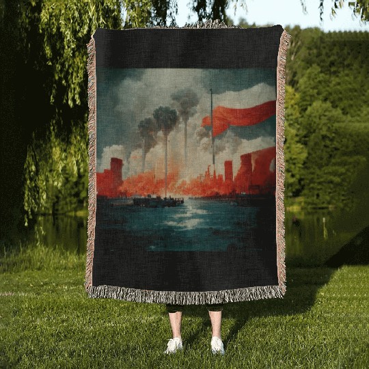 No War Sad Painting Woven Blankets