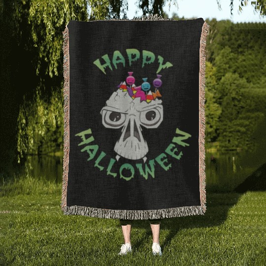 Candy Skull Happy Halloween Cartoon Woven Blankets