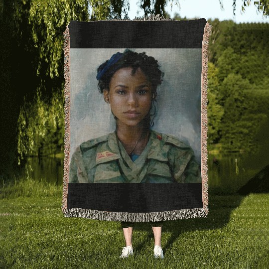Beautiful US army combat medic painting Woven Blankets