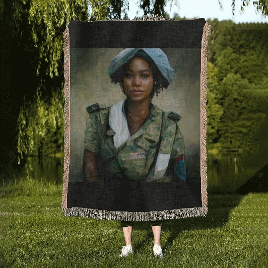 Beautiful US army combat medic painting Woven Blankets