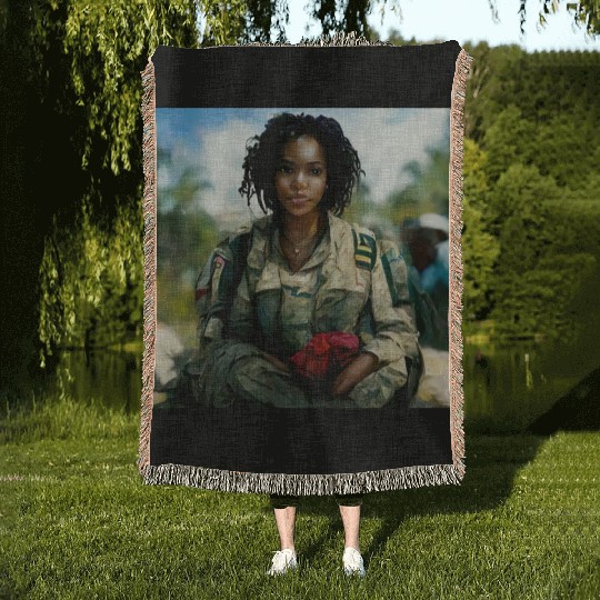 Beautiful US army combat medic painting Woven Blankets