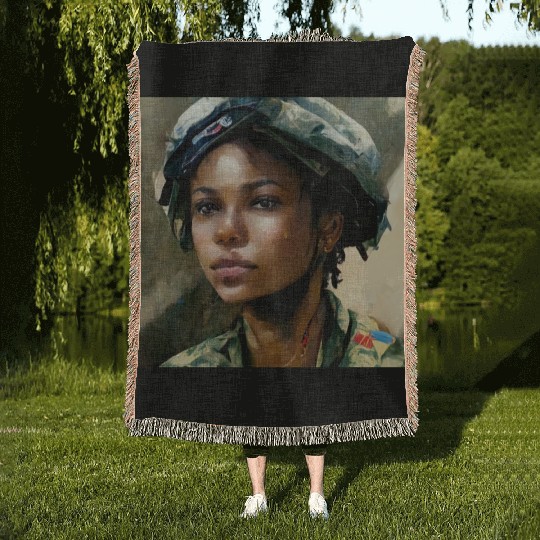 Beautiful US army combat medic painting Woven Blankets