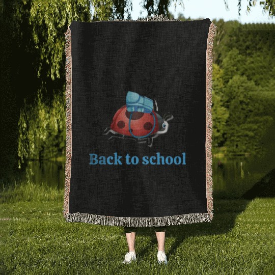 Ladybug back to school Woven Blankets