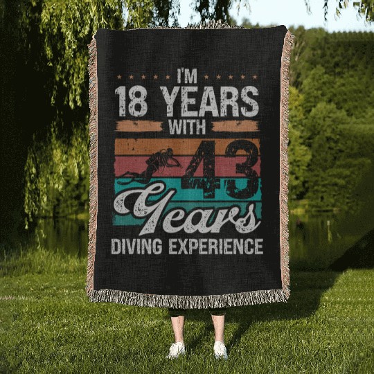 61 Birthday Idea Scuba Diving 61 Year Old Diver Woven Blankets