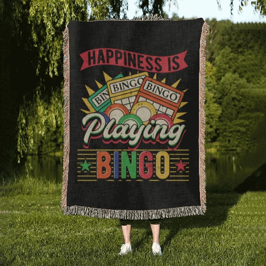 Happiness Is Playing Bingo Woven Blankets