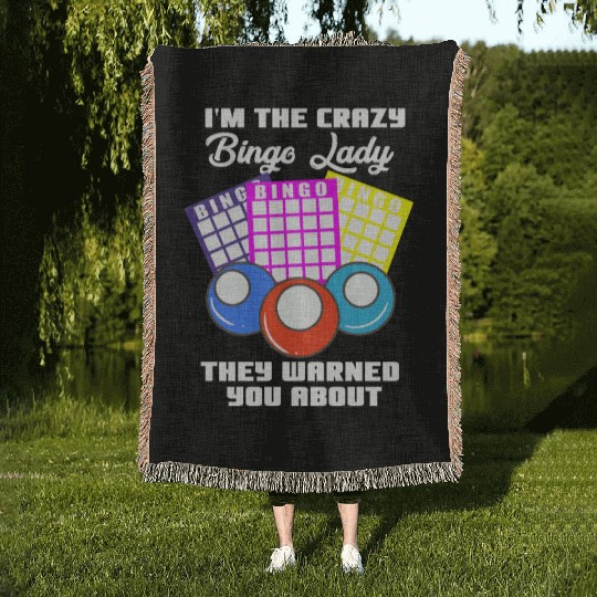Crazy Bingo Lady Woven Blankets