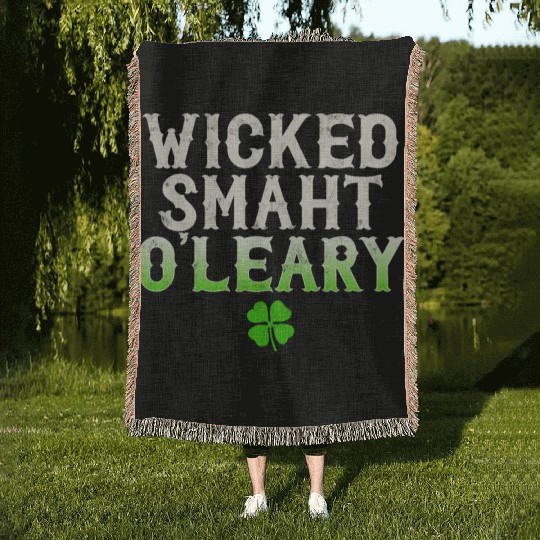 Wicked Smaht O'Leary Clan Boston Irish Slang Woven Blankets