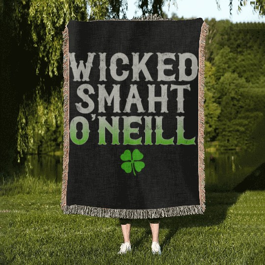 Wicked Smaht O'Neill Clan Boston Irish Slang Woven Blankets