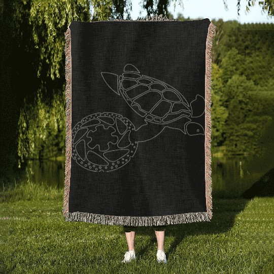 Ocean Animals Sea Turtle's Life Woven Blankets