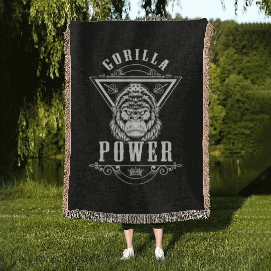 Strength Training Chimpanzee Nature Woven Blankets