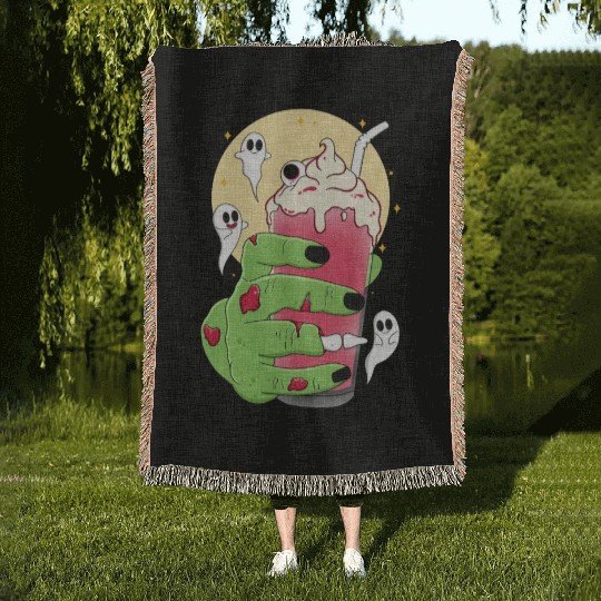Zombie Halloween Drink Woven Blankets