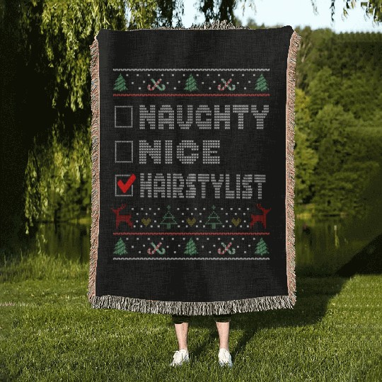 Naughty Nice Hairstylist, Matching Christmas Woven Blankets