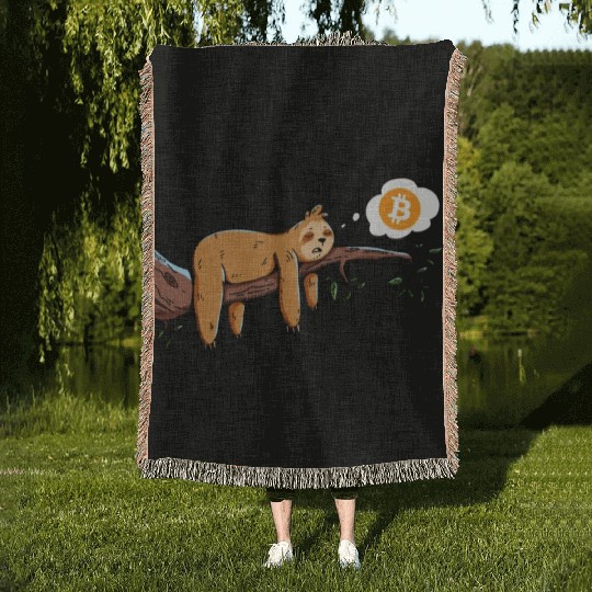 Bitcoin Sloth BTC Crypto Day Trader Hodl Design Woven Blankets