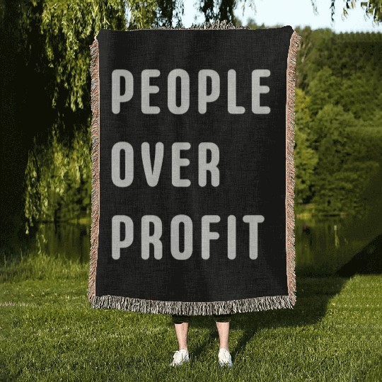 People Over Profit Anti Capitalism Protest Woven Blankets
