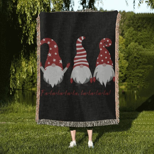 Three Christmas Dwarfs - Fa la la la la la la la Woven Blankets