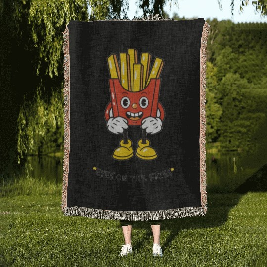 Eyes on the fries unisex Woven Blankets