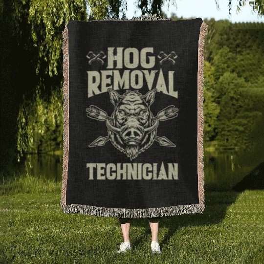 Hog Removal Technician Boar Hunting Woven Blankets