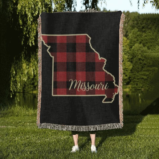 Missouri Buffalo Plaid Silhouette Home State Pride Woven Blankets