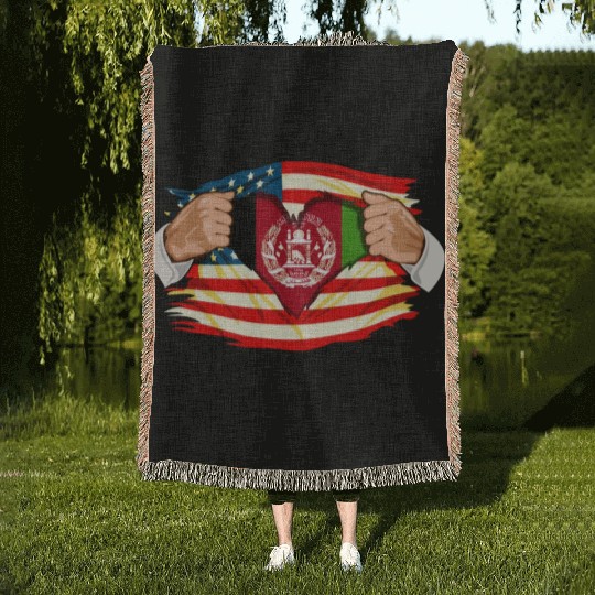 Afghanistan Who Live in America Afghani Flag Woven Blankets