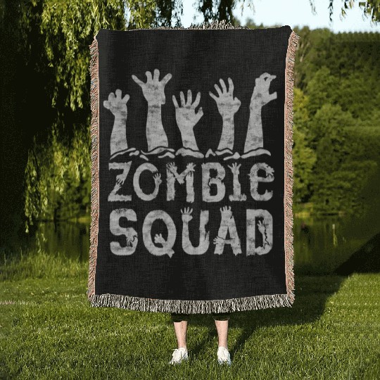 Zombie Squad zombie arms emerge from the grave Woven Blankets