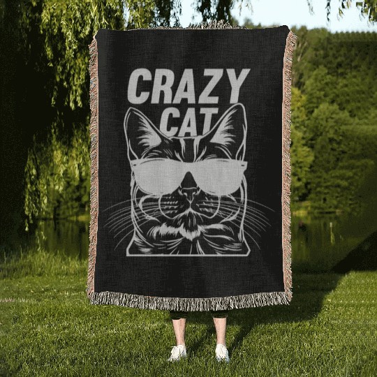 Cat Owner Cat Lover Funny Cat Meme I Crazy Cat Woven Blankets
