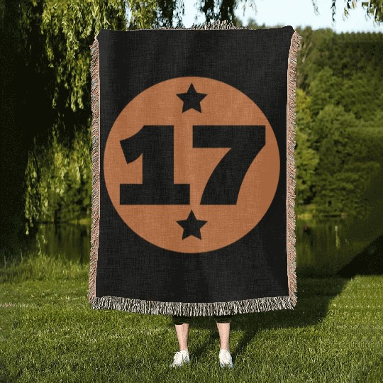 17 Circle Orange Black Birthday Age Woven Blankets
