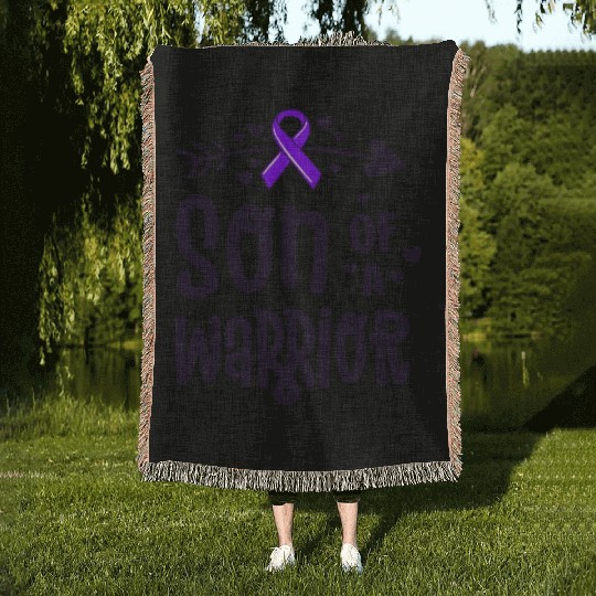 Son Of A Warrior Hodgkins Lymphoma Cancer Woven Blankets
