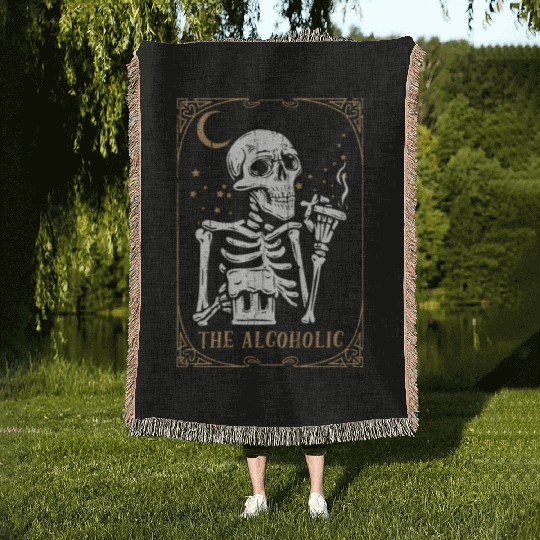Tarot Card Occult Club Gothic Vice Drinker Alcohol Woven Blankets