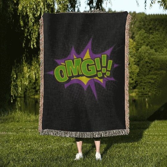 Comic Style OMG Expression Design Woven Blankets