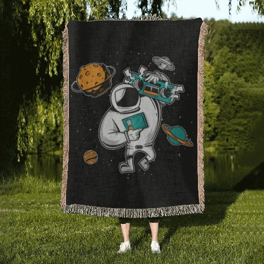 Astronomy Moon Music Lover Radio Space Universe Woven Blankets