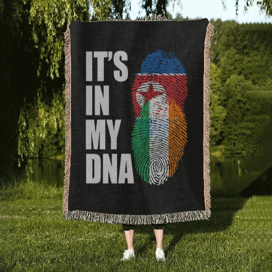 North Korean And Irish Mix Heritage DNA Flag Woven Blankets