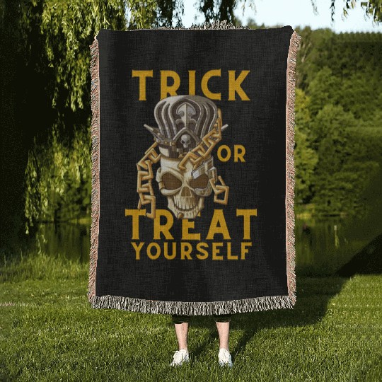 Trick Or treat Design for Halloween Woven Blankets