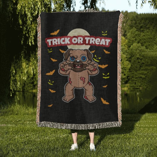 Trick Or Treat Scary Creepy Halloween Monster Woven Blankets