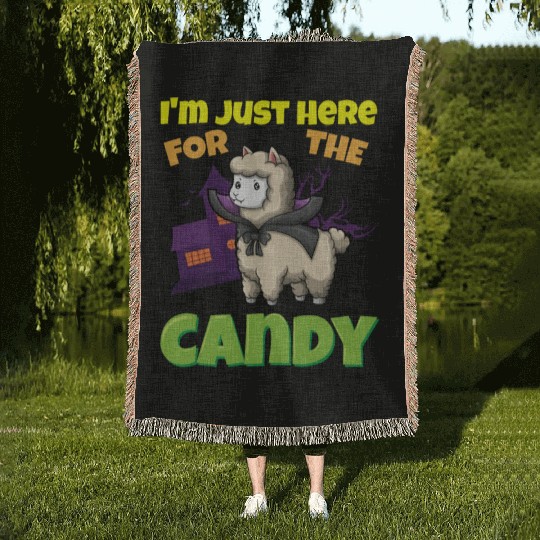 I'm Just Here For The Candy Scary Halloween Beast Woven Blankets