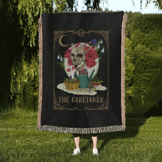 Caretaker Plants Tarot Card Occult Club Gothic Woven Blankets