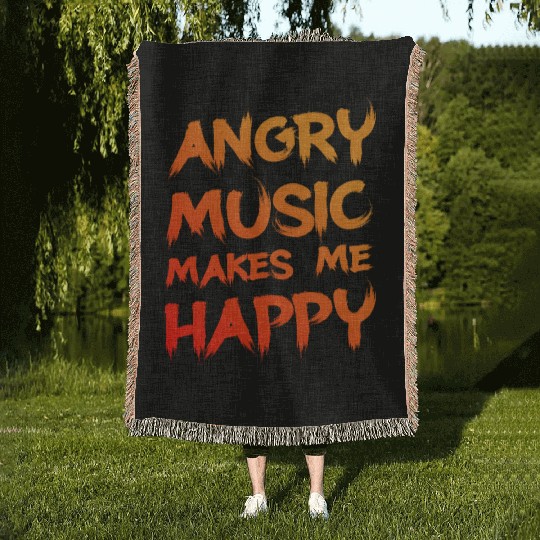 Angry Music Makes Me Happy 2 Woven Blankets