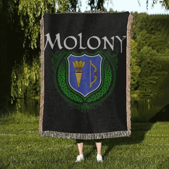 Molony Family Irish Coat of Arms Clan Crest Woven Blankets
