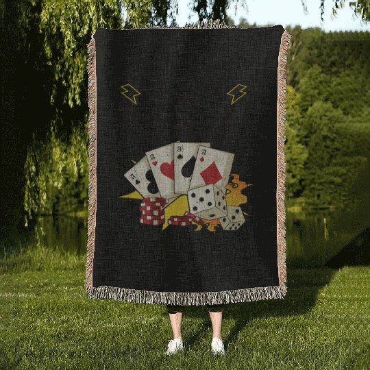 Poker Casino Poker Player Gambling Roulette Gift Woven Blankets