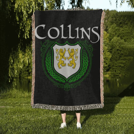 Collins Family Irish Coat of Arms Clan Crest Woven Blankets