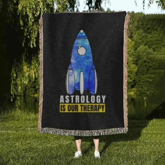 Abstract Delightful Rocket Of Cheerful Astro Quote Woven Blankets