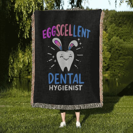 Eggscellent Dental Hygienist Easter Sunday Dentist Woven Blankets