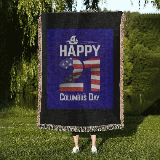 Columbus Day Since 1492 Christopher Columbus Woven Blankets