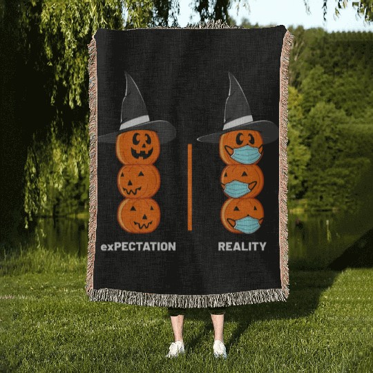 Halloween Pumpkins Witch Expectation Reality Woven Blankets