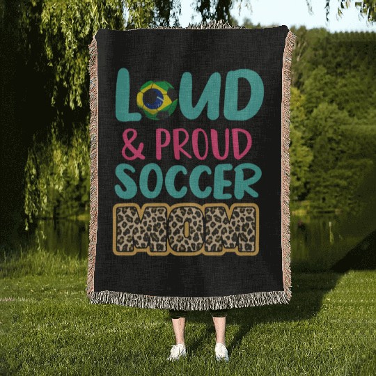 Loud And Proud Soccer Mom - brazil flag brazilian Woven Blankets