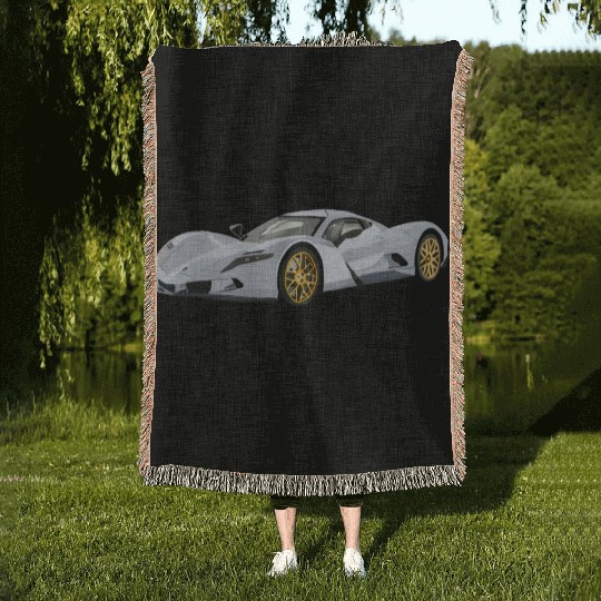 Silver car Woven Blankets