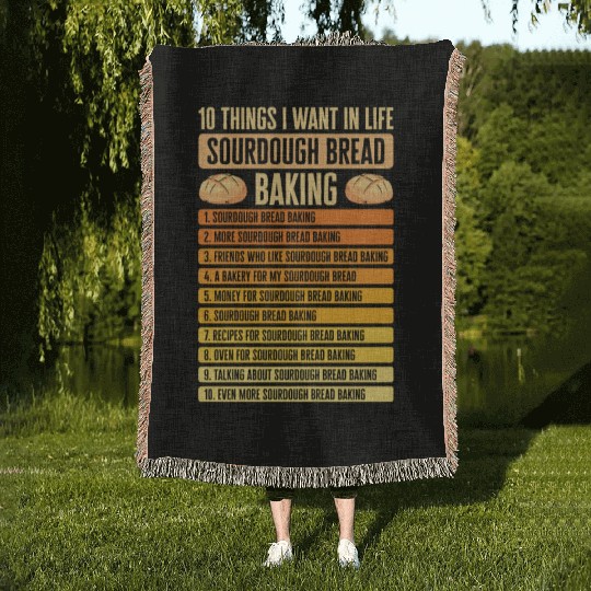 Sourdough Bread Baking Foodie Baker Cooking Woven Blankets