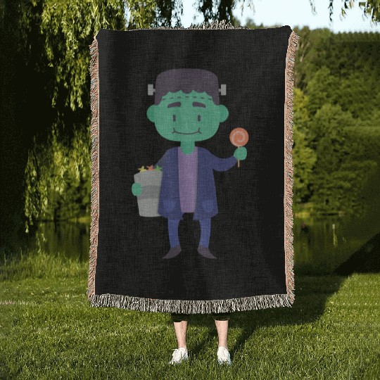 Candy Collector Happy Scary Halloween Vampire Woven Blankets